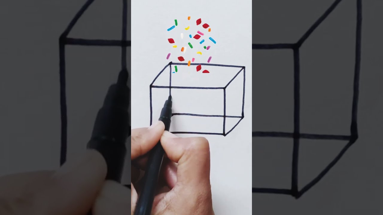 Draw Cube 🎲🎲🎲 Cube Drawing | #shorts #cube #beginnersdrawing #youtubefeed #3dart