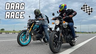 Finally, RE Hunter 350 vs Yamaha MT 15 v2 Drag Race 🔥: Topend Race ! Hunter 350 vs mt 15 race !