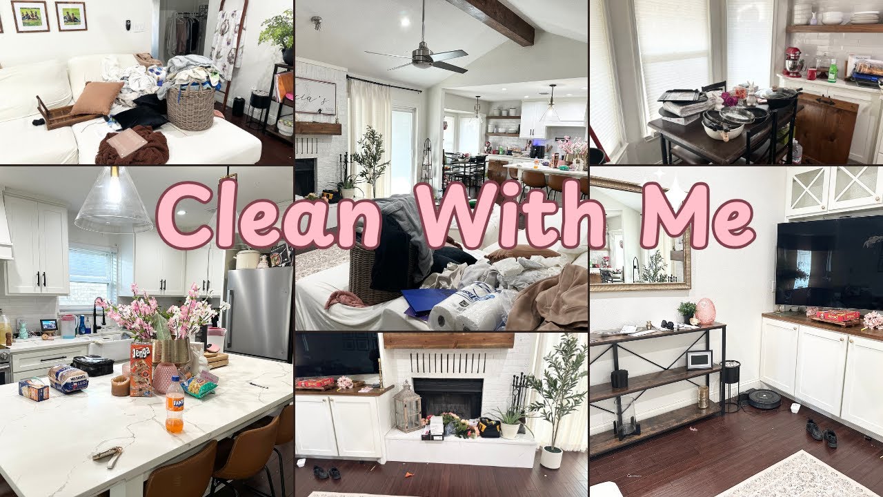 CLEAN WITH ME|KITCHEN|LIVING ROOM|SPRING DECOR #springcleaning @Mrs. Jessi
