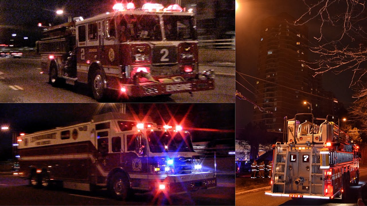 Fire Trucks Responding To A Working High Rise Fire Secaucus 2nd Alarm 3 ...