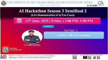 AI Hackathon S3 SF2: UC 1 –TaskPilot: Automate routine office tasks with AI – by CA. Rahul Batra