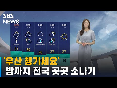 [날씨] '우산 챙기세요'…밤까지 전국 곳곳 소나기 / SBS