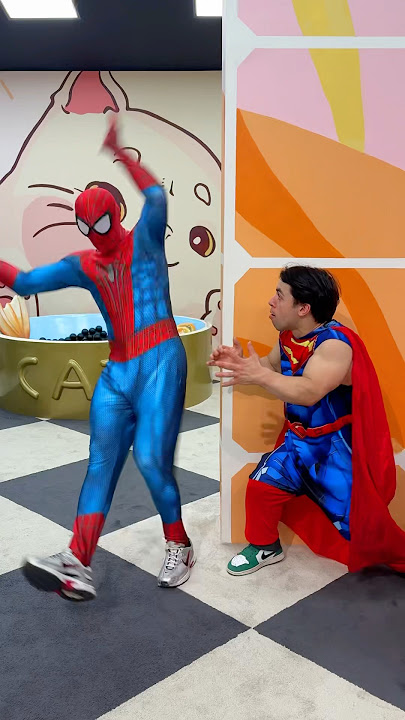 Superman scared Spiderman🤣#shorts
