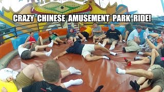 Crazy Chinese Tagada Amusement Park Ride POV INSANE Florland China