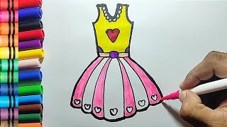 Dress Drawing, Painting and Coloring for kids and Toddlers 👗 | How to Draw a Dress Easy