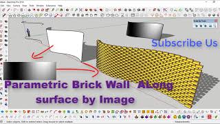 SketchUp Tutorial:  Brick wall Along Surface by Scale Tools (Image)