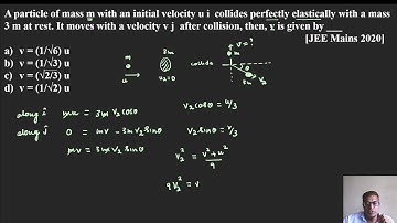 A particle of mass m with an initial velocity u i  collides perfectly elastically with a mass 3 m at