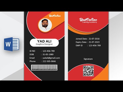 How To Create Employee Id Card || Creative Id Card For Staff In Ms Word  2019 - Youtube