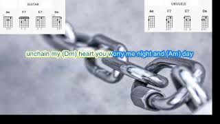 Unchain my Heart by Joe Cocker play along with scrolling guitar chords and lyrics Resimi