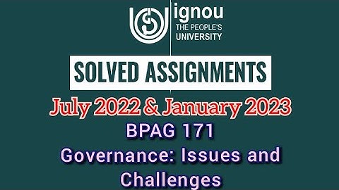 IGNOU assignment BPAG 172 for Jul 22 & Jan 23 sessions English #ignou #assignment #admission