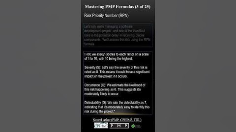 PMP Formula RPN-Risk Priority Number