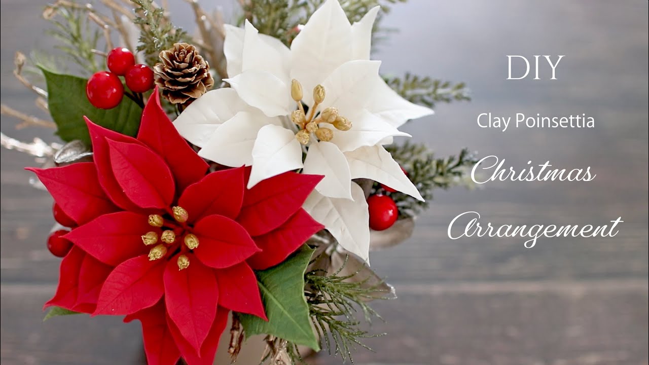 DIY Clay Poinsettia & Christmas Flower Arrangement | How to Make