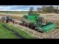 Extrembedingung bei Körnermaisernte 2023 Mähdrescher vom Lohnunternehmen Landwirtschaft Corn Harvest