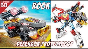 Rook Protectobot, Unboxing and Assembly Lego Bricks Sembo Block Transformers Combiner Defensor ASMR