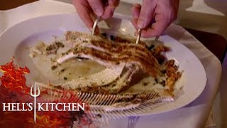 Struggling Chef Constantly Fails To Debone Fish In Front Of Customers | Hell's Kitchen