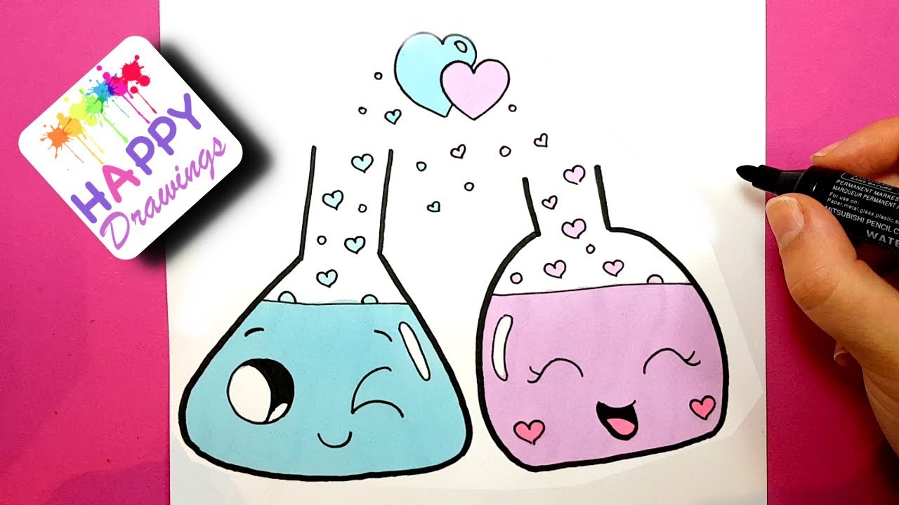 HOW TO DRAW CUTE IN LOVE COUPLE - CHEMESTRY FLASKS ...