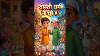 "जब दोस्ती धर्म से बड़ी बन गई ❤️ #cartoon #animation #shorts #ai #animation #villagestory