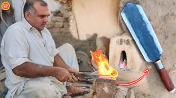 Making a Double edged Cleaver out of Rusty Leaf Spring | Blacksmithing Projects