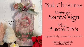 HOW TO “FAUX CRACKLE & CHIPPY PAINT” CHRISTMAS DECOR  | 5 DECOUPAGE with NAPKIN  DIY’s | Beginners