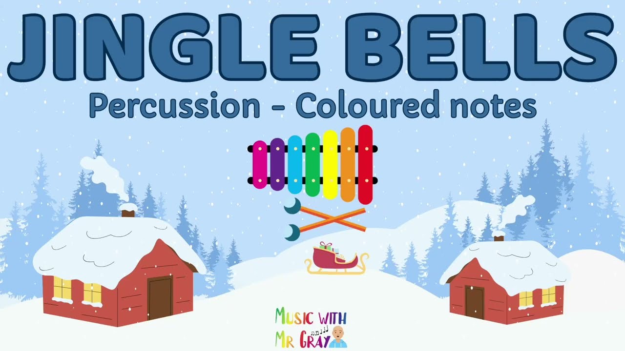 Percussion play along - Jingle bells (coloured notes) - YouTube
