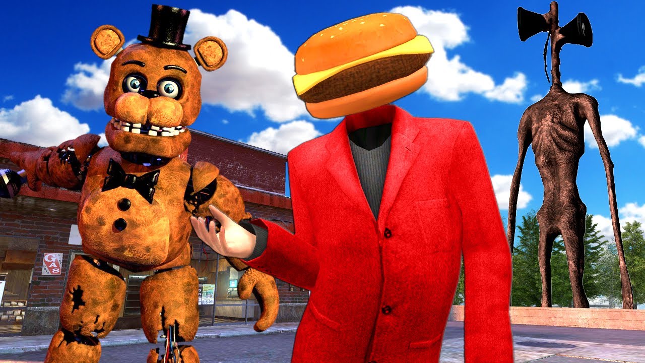 FNAF Animatronics  SIREN Head Are Chasing Us in Gmod Garrys Mod RP Movie