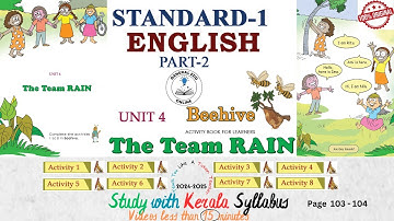 Class 1 English Unit 4 The Team Rain (Page 103 - 104) Beehive Activities 1 - 8 @GeneralEduOnline