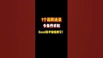 1个函数通杀多条件求和？Excel高手偷偷用它！ #excel函数 #excel技巧 #excel表格 #办公技巧 #职场加分技能