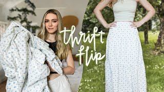 thrift flip: making a maxi skirt out of a bedsheet