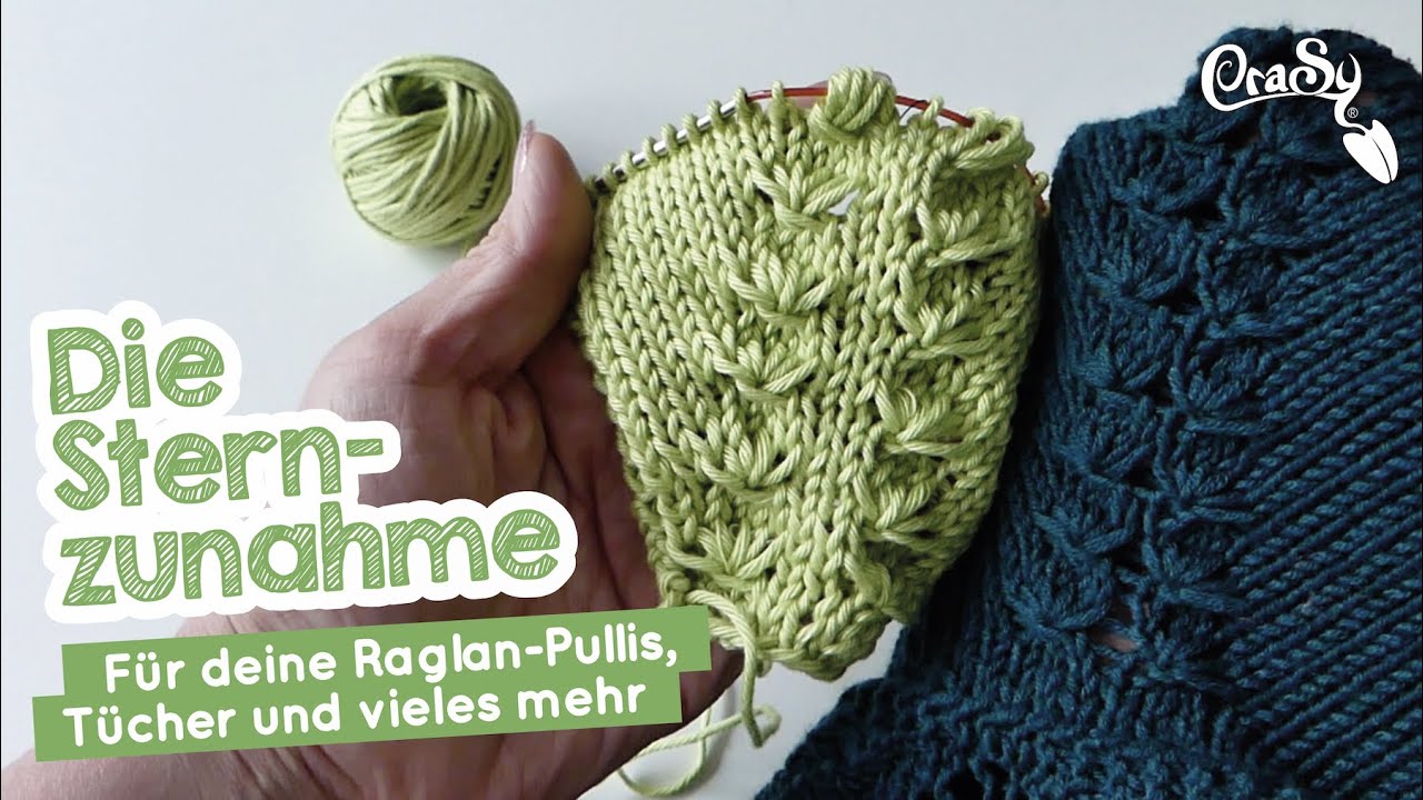 Schöne Dichte Raglanlinie Stricken - einfache Zunahme (Zwei Maschen aus einer herausstricken) KFB