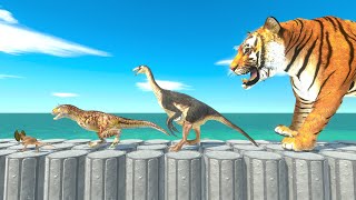 Dinosaur In Battle With Fire Tiger - Animal Revolt Battle Simulator