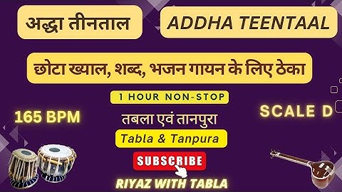 Addha Teentaal Loop 165 BPM | Teentaal Punjabi Theka | Scale D #riyazwithtabla #tablaloops