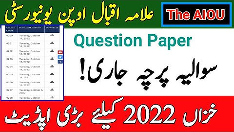 AIOU Question Paper Announced | Autumn 2022 Big Update | Assignments Question Paper 2022 | The AIOU