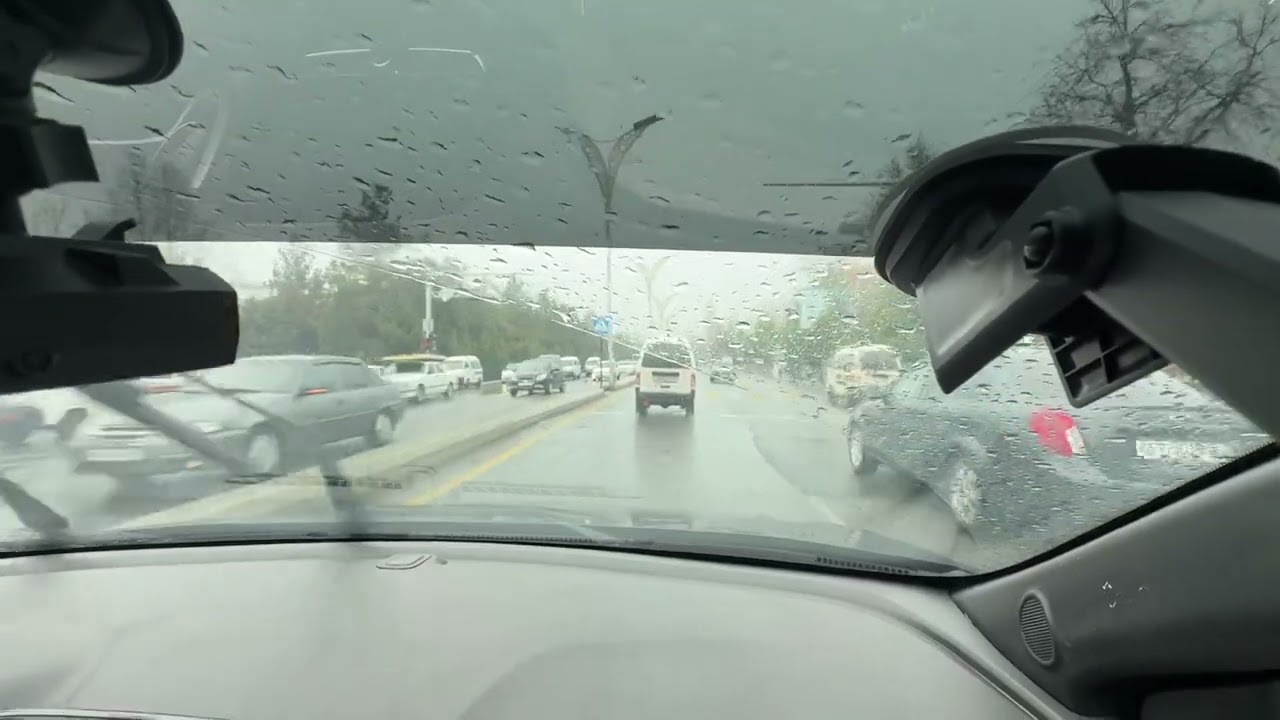 DRIVING IN THE RAIN Car engine sound