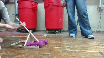 Catapult prototype part 3 - success at 21 ft.