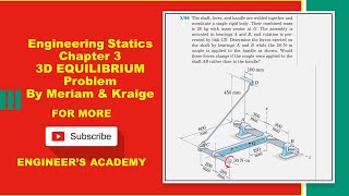 Full Engineering Statics | P3/86 | 3D Equilibrium | Chapter 3 | 6th ed | Engineers Academy Guide