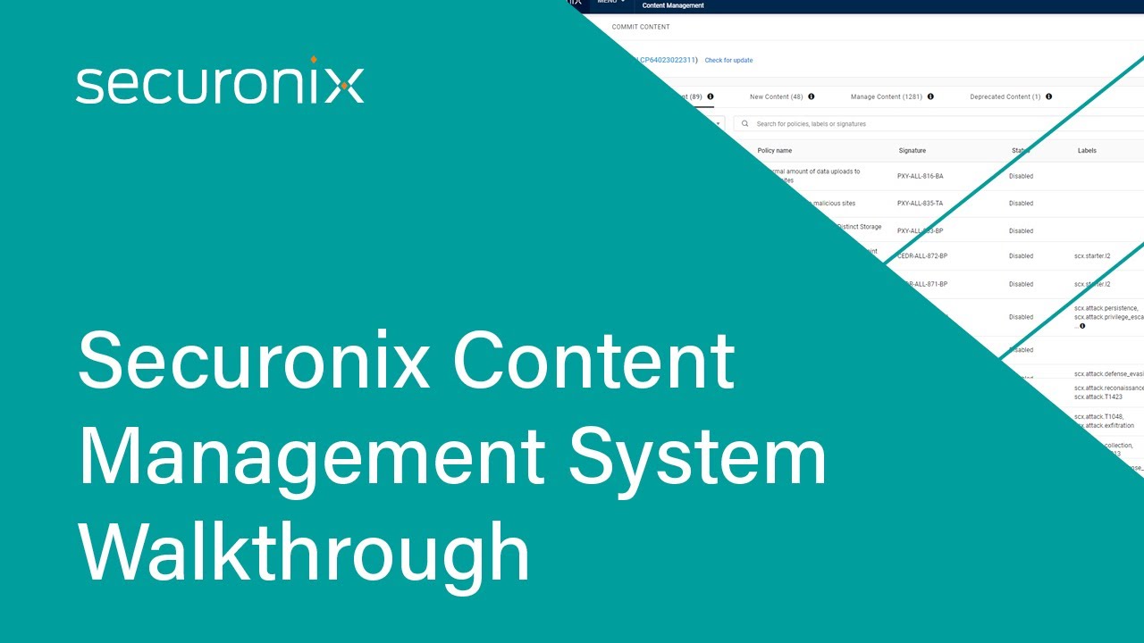 Securonix Content Management System Walkthrough YouTube