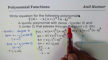 Write Quintic Polynomial with zeros at  1 and 3 of order 3 and 2 passing through a point