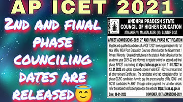 #AP ICET 2021/2022#.. 2nd and final phase counciling dates are released...