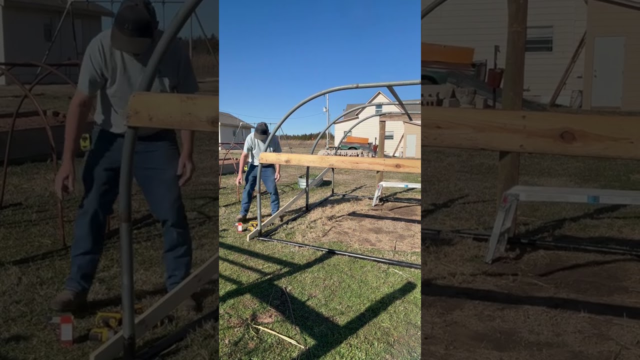 Working on the greenhouse#smallranch #farming #greenhouse 