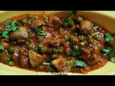 Matar Mushroom Curry Recipe-Mushroom Recipe-side dish for Chapati-Matar Mushroom gravy in tamil