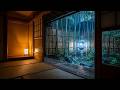 HD 12-Hour Rain Streams Off a Japanese House Roof | Bamboo Courtyard ASMR