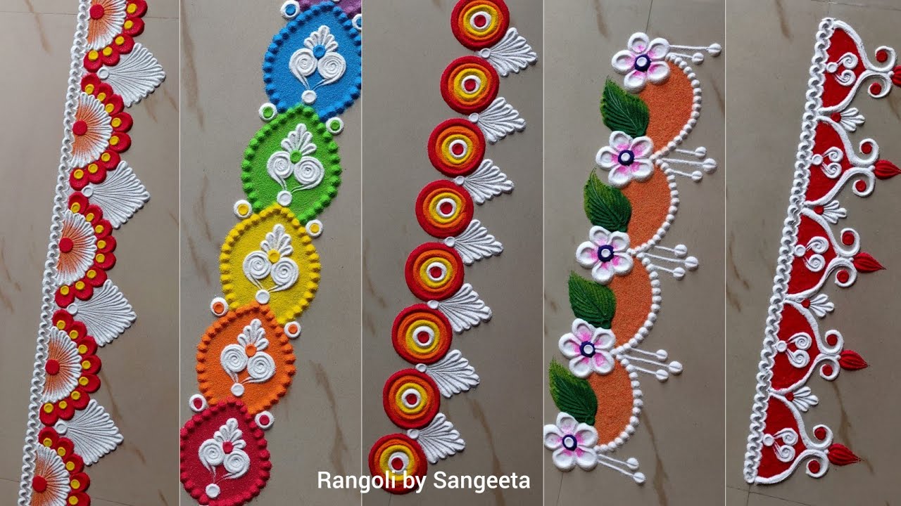 6 Easy And Simple Border Multi-Coloured Rangolis|| Diwali #WithMe ...