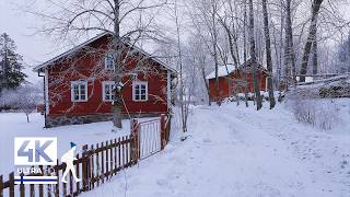 Snowy Walk in Helsinki Parish Church Village, Finland (Vantaa) - Slow TV 4K