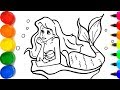 Cara Menggambar Putri Duyung Ariel Yang Berkilauan untuk anak-an | Cara Mewarnai Putri Duyung Ariel