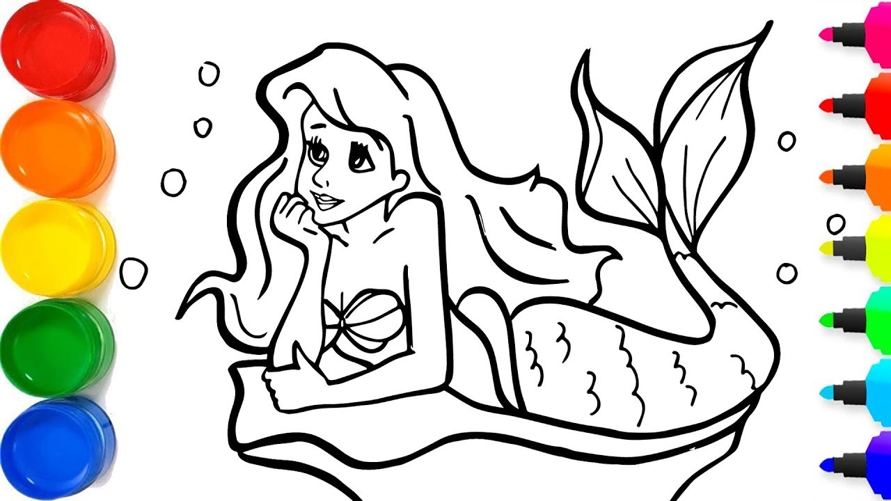  Gambar  Mewarnai Putri  Duyung  Mermaid Princess Coloring 