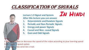 L1.3 Classification of Signals in Hindi by Amit Roy || Signal and System