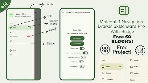 Material 3 Navigation Drawer In Sketchware Pro #fastersoftwaredeveloper #sketchware #material3 