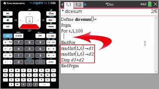 Programming a simulation on the TI-nspire calculator