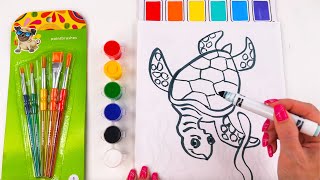 How to draw sea animals / octopus/whale/turtle/walrus/jellyfish