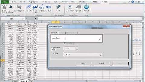 ARCH Effect Test in Excel with NumXL 1.58